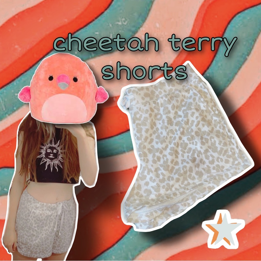 cheetah print terry shorts